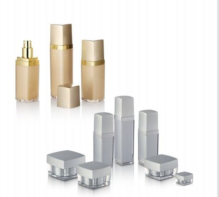 Bom preço. Forma quadrada paredes duplas Creme facial Loção de embalagem cosmética garrafa com tampa preta on-line